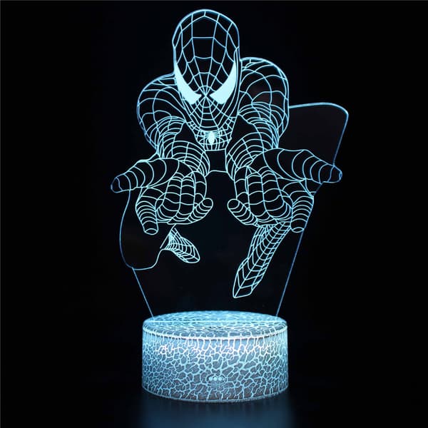 Spiderman 3D Lampe LED Natlampe Med Touch Control