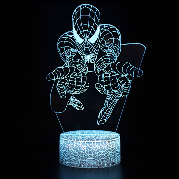 Spiderman 3d Lampe Led Nattlys Med Touch Control