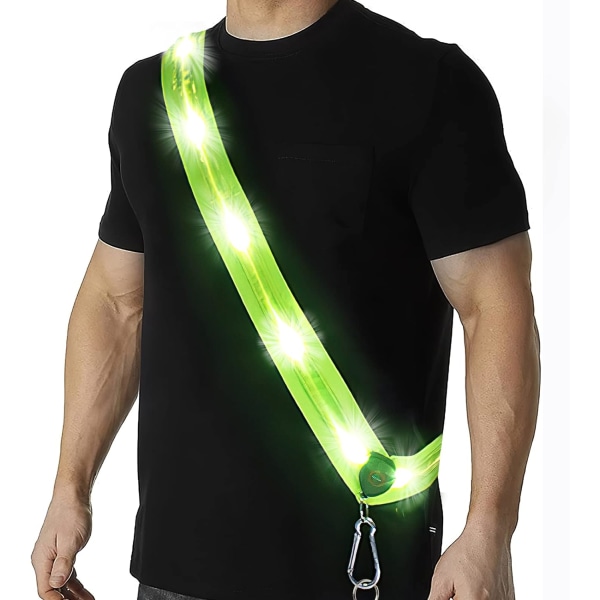 Löparljus för löpare Reflexbåge Hög synlighet Löparbröstljus Löparutrustning USB Uppladdningsbar LED löparkroppsficka