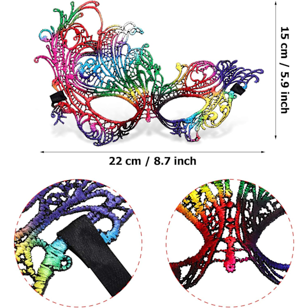 Flerfärgade maskeradmasker Spetsmasker Venetianska masker Halloween