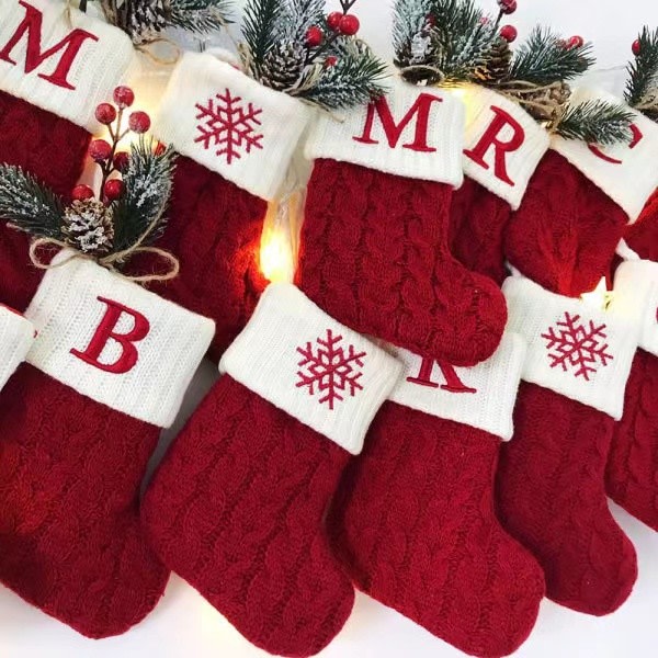 Julstrumpor Alfabet Bokstäver Sock Julgranshängare Letter F
