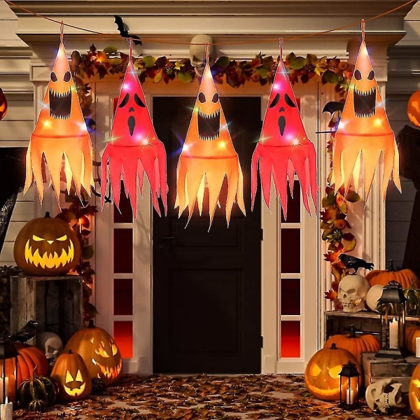 Halloween dekoration 2 st,lysande halloween hattar dekoration utomhus hängande häxhatt Blixt,häxhatt Halloween trädgårdsdekoration för utomhus,tr