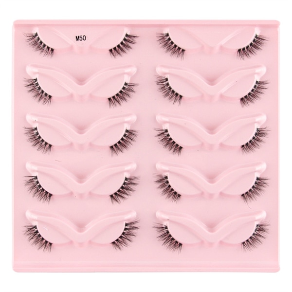 Halvfransar Naturligt utseende Wispy Cat-Eye Ögonfransar 3D lösögonfransar Fluffy-Soft 10 Par Faux Mink Fake Lashes Sets A