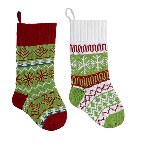 Stickad stor antik kabelstickad strumpa Santa Claus Christmas A+B
