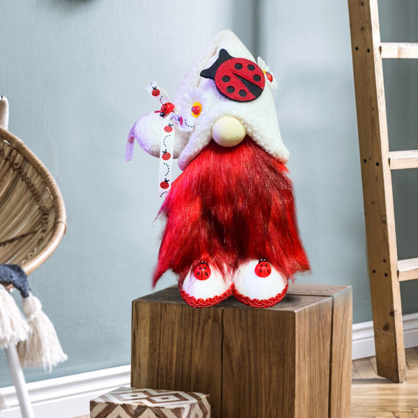 Jultomtar dekorationer Färgglada Fluffiga nyckelpigor Gnome för skrivbordsdekoration default