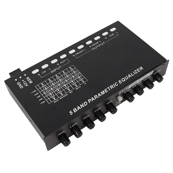 Bilstereo Equalizer Justerbar 5 Bånd Præcis Tuning EQ Tuning Crossover Forstærker Grafisk Equalizer