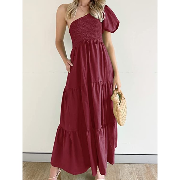 Bohemian ärmlös kjol trandklänning Hög midja Klänning Kvinnlig Klänning Wine Red S