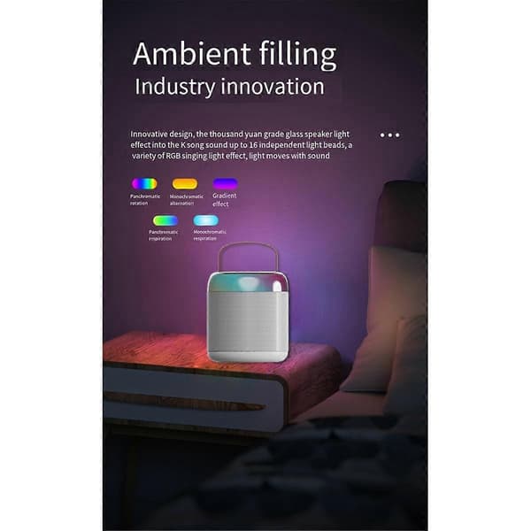 Mini bärbar Bluetooth 5.3-högtalare med LED-musikrytmljus för familj och utomhusbruk