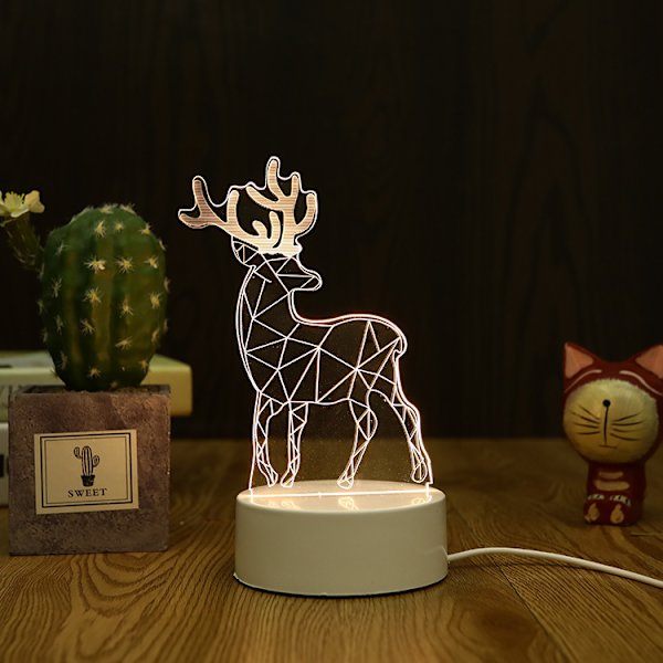 USB Milu 3D Akryyli Koristelu LED-lamppu Kodinsisustus Yölamppu