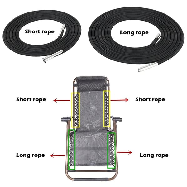 4 stk. Elastisk bungee-reb til foldbar stol Zero Gravity