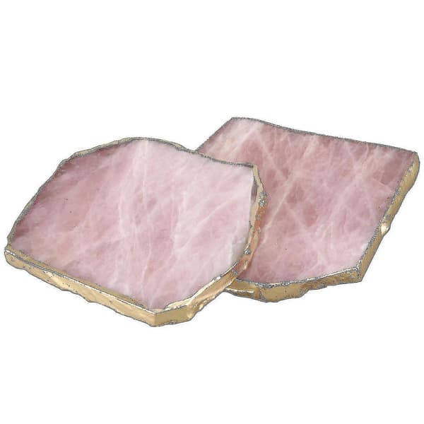 2 stk Agatskive Rosa Agat Coaster Tekoppbrett Dekorativ