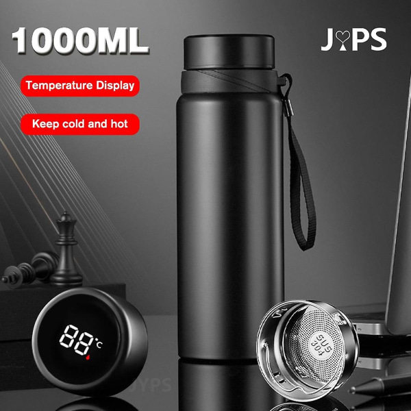 1000 ml smart termosflaska hålla kall och varm flaska temperaturdisplay intelligent termos för vatten te kaffe vakuumflaskor 1000ml red