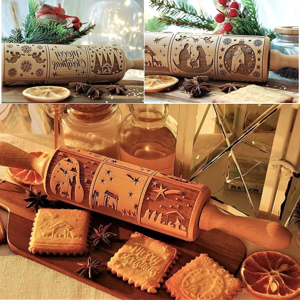 Nativity kagerulle 9 forskellige mønstre, til at bage kager