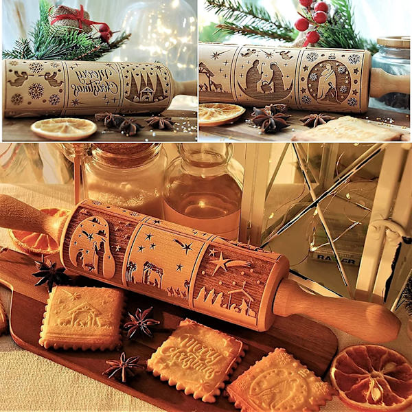 Nativity kjevle 9 forskjellige mønstre, for å bake kaker