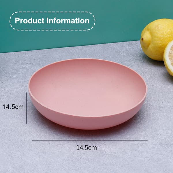Hvetestrå dype middagstallerkener - Uknuselig robust plast pink