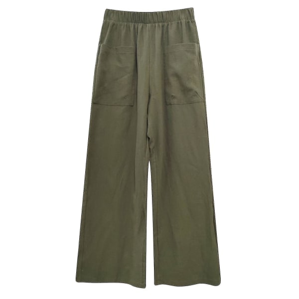 Damemote Casual Løse Bukser med Vide Ben Bukser Green XL