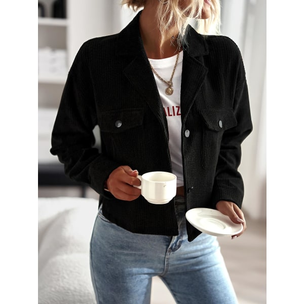 Damtemperament Casual Damkappa 2023 Enfärgad Allmatchande modetopp black L