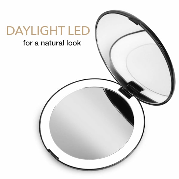 LED-valolla varustettu taskupeili, 1x/10x suurennus - suuri meikkipeili