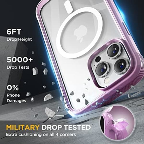 Miracase Glass Series Designad för iPhone 14 Pro Max Case 6,7 tum, [2023 Upgrade] Bumper Case med inbyggd 9H härdat glas Scr Mag-Impatiens Pink