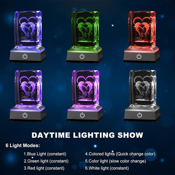 3D Dolphin Crystal Figurine LED Multicolor Night Lights Room