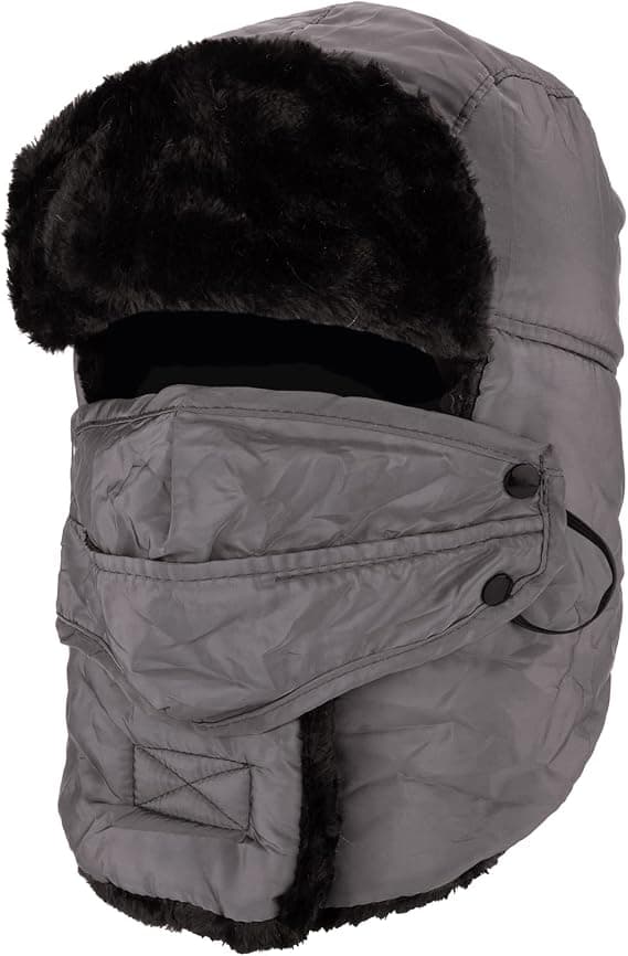 Polstret Pilothat - Grå med Vindtæt Maske, Unisex Rytterhat til