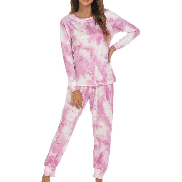 Kvinnor Crew Neck Lounge et Tie Dye Nightwear Style-C S