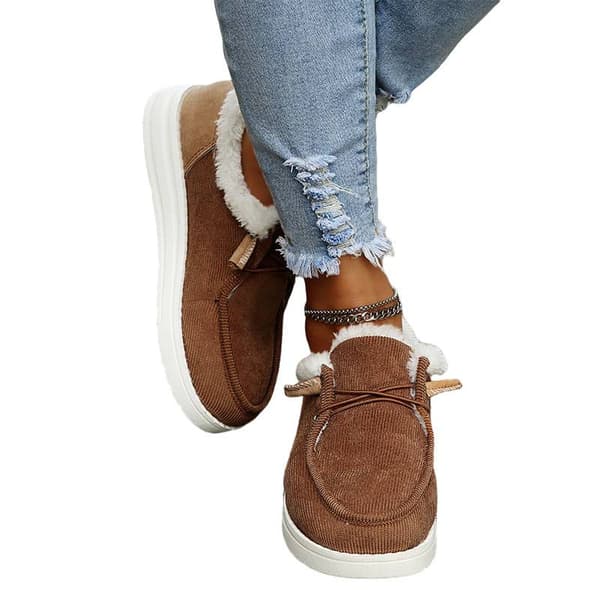 Damer ensfarvede flade Casual Sko Snøring Vinter Hold dig varm Brown 41