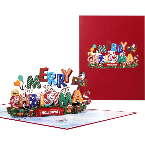 Christmas Pop Up Card - 3D gratulasjonskort bursdagskort, Pop Up C