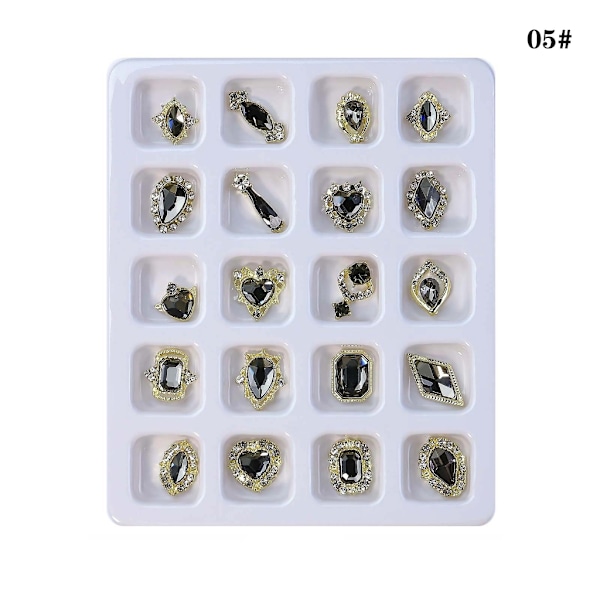 0st 3D Legering Nail Art Hantverk Strass Berlocker Glänsande platt rygg Nagel Kristall Gems Set Manikyr Nailsmycken Diamanter 2