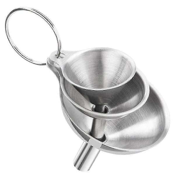 Suppilot pullojen täyttöön 3kpl Ruostumattomasta teräksestä valmistettu mini keittiösuppilosetti Suppilot siirtämiseen E
