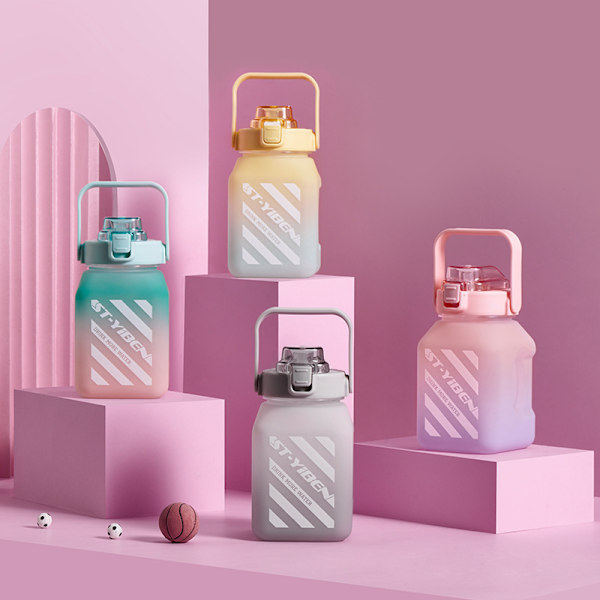 Väska vattenkopp, flickvattenkopp med stor kapacitet, bärbar Pink