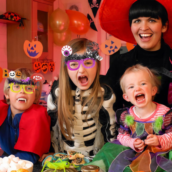 Halloween Glitter Brilleramme Sjovt Græskar Edderkop Flagermus Kranie Heks Øjeæble Børn Voksne Fest Cosplay Solbriller Fotorekvisitter Festartikler C One Size