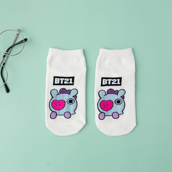 Athroidant Söt BT21 BTS Van KPOP Korta strumpor Cookie Rj Mang Chimmy Shooky Tata Cotton tata