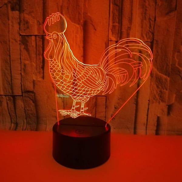 Optisk illusion 3D Cock Nattljus USB driven fjärrkontroll Forts