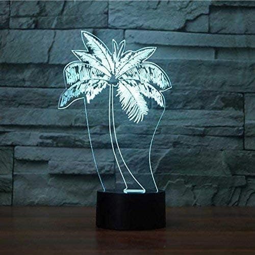 3D Palm Tree Night Light Bordslampa Dekor Bord Skrivbord Optisk