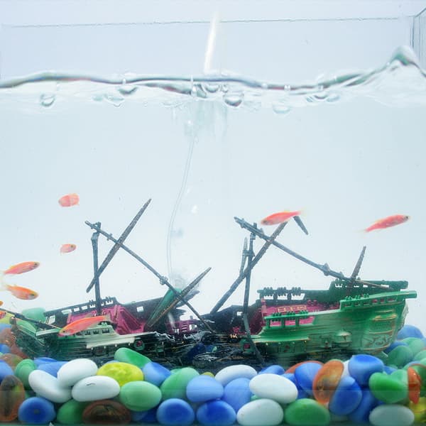Akvarium Vrak Dekorationer - Luftbubblare Nedsänkt Båt Ornament Akvarium Luft Action Ventilations Dekorationer