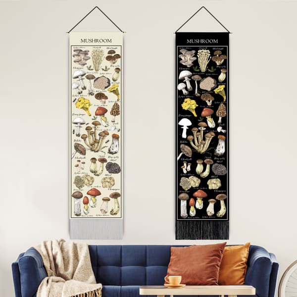 Sett med 2 svarte og hvite sopptepper - 32,5x130 cm dekorasjon