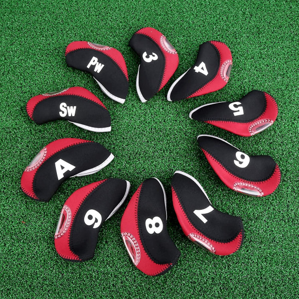 10-pakningssett Golfkølle HeadCovers med nummerlapp 3-9/A/P/S Passer de fleste Irons Club