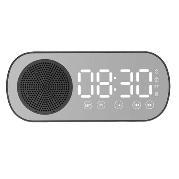 Bluetooth Højttalerur Multifunktionelt Smart Digitalt Spejl Vækkeur til Hjem Skole Kontor Engelsk Version Z7 Sort