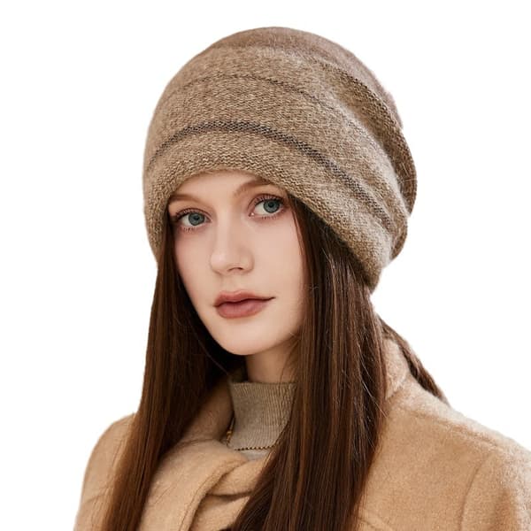 uldhat, varm hat, strikket hat, blød-Khaki