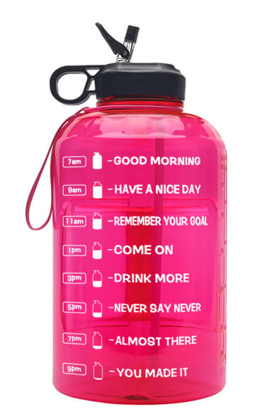 (Sort) Gallon vandflaske med tider til at drikke - 128 oz vand