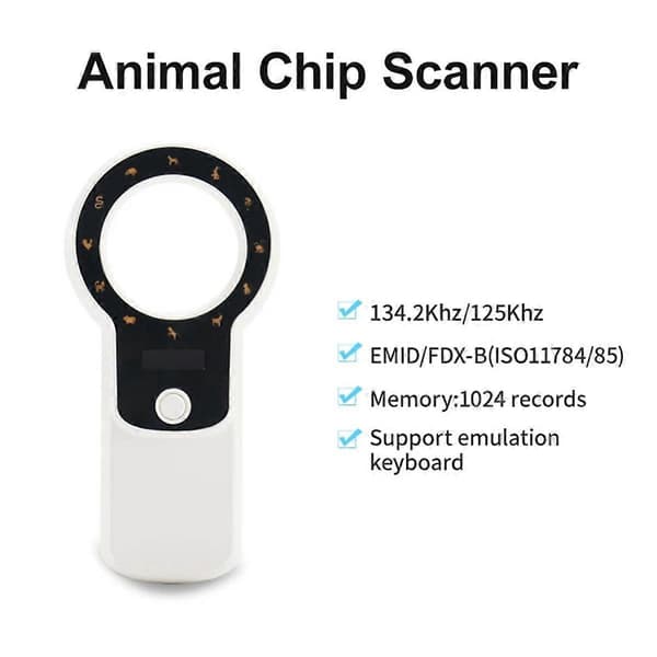 Bluetooth dyrescanner med lagerchip-identifikationslæser til hunde og katte 134.2/125Khz