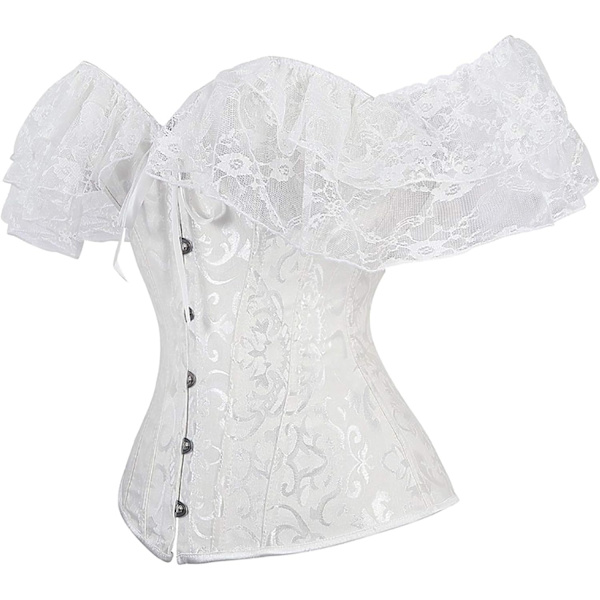 Naisten kukkainen pitsi olkaimeton korsetti bustier luutettu overbust korsetti vartalonmuokkaaja