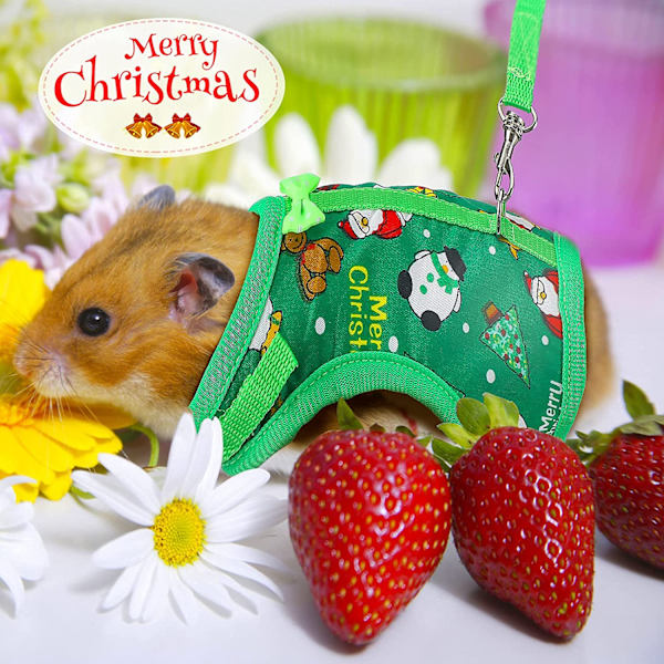 Kaninsele som kæledyr Dyrsele snor Flugsikker julekostume Rød/Grøn til Hamstermus Marsvin Green S
