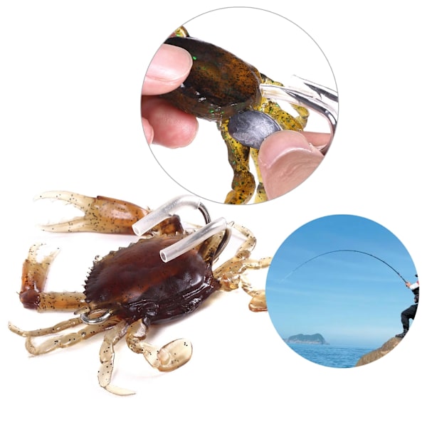 Konstgjorda krabbbeten, Simuleringskrabba mjuka beten med krokar, Havsfiske Crankbaits Bait-fällor, Saltvattensfiskredskap 3