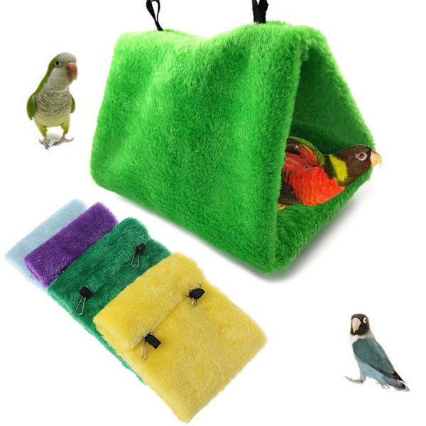Varmt fågelbo Vintersäng Hus Snuggle Hut Hängmatta Bur Tält Plysch gömställe för små papegojor Cockatiels Green M