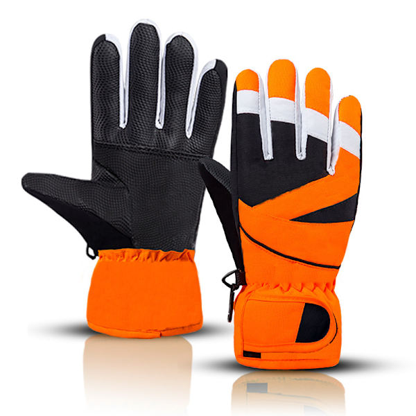 Skidsnöhandskar för barn Vinter Kallt väder Vindtät Varm orange 22cm