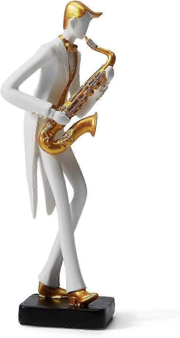 Kunstmusikerfigur Skulptur Musikkstatue Dekor Harpiks Piano Gave 26cmsaksofon