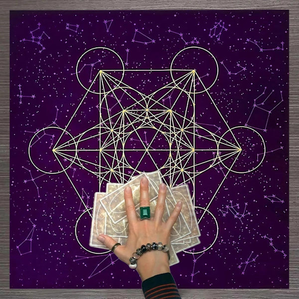Metatrone's Cub Crystal Grid Altare Tarotduk Duk Sammet Astrologi Tarot Spådomskort Bordsduk Gobeläng 60*60cm