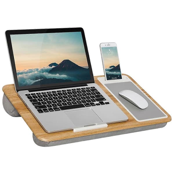 Hjemmekontor Pro Lap Desk med Håndleddsstøtte, Musematte, Telefonholder - Passer til bærbare datamaskiner opptil 15,6 tommer